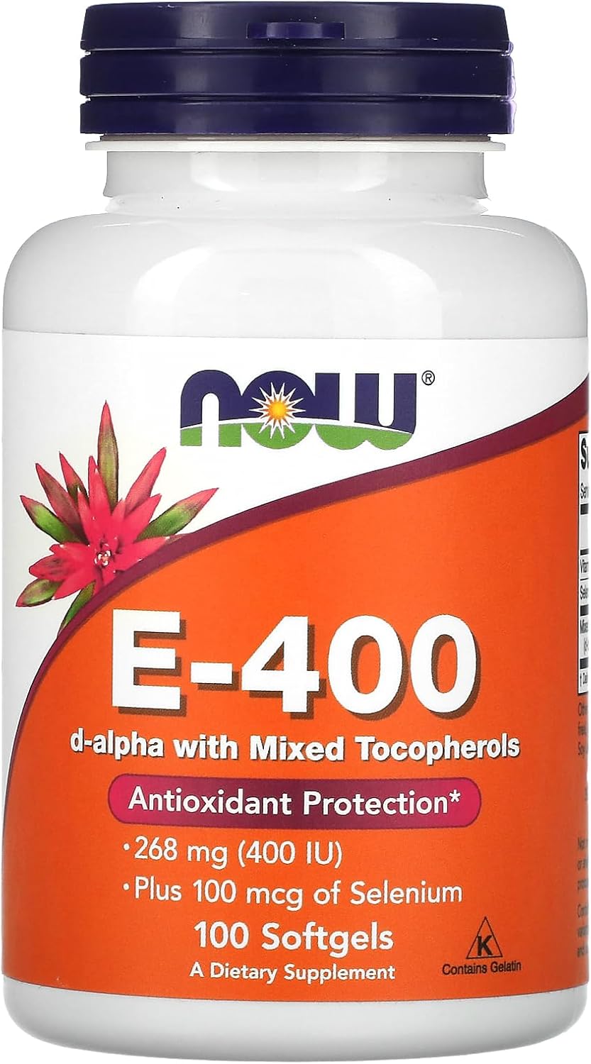 Now Foods E-400 D-Alpha Tocopherols Softgels, 268mg (400 IU), 100 Count