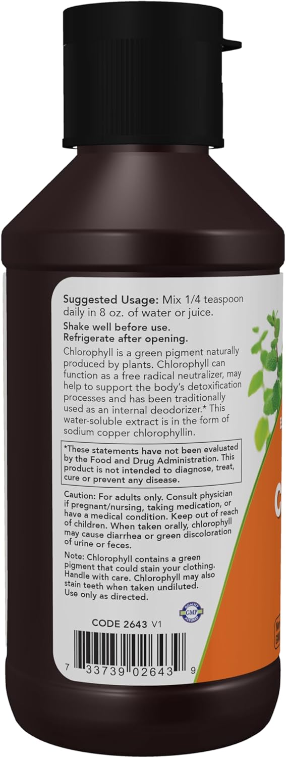 NOW Foods Extra Strength Liquid Chlorophyll - Unflavored Internal Deodorizer and Cleansing Supplement - 4x Concentration - 4 fl oz