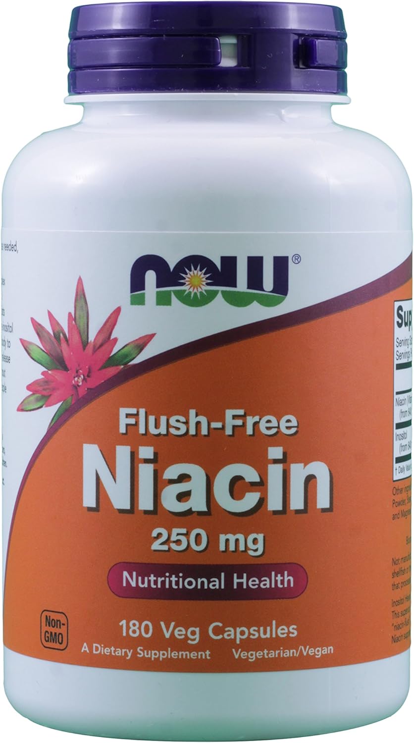 Now Foods Flush-Free Niacin 250 mg - 180 Vegetarian Capsules