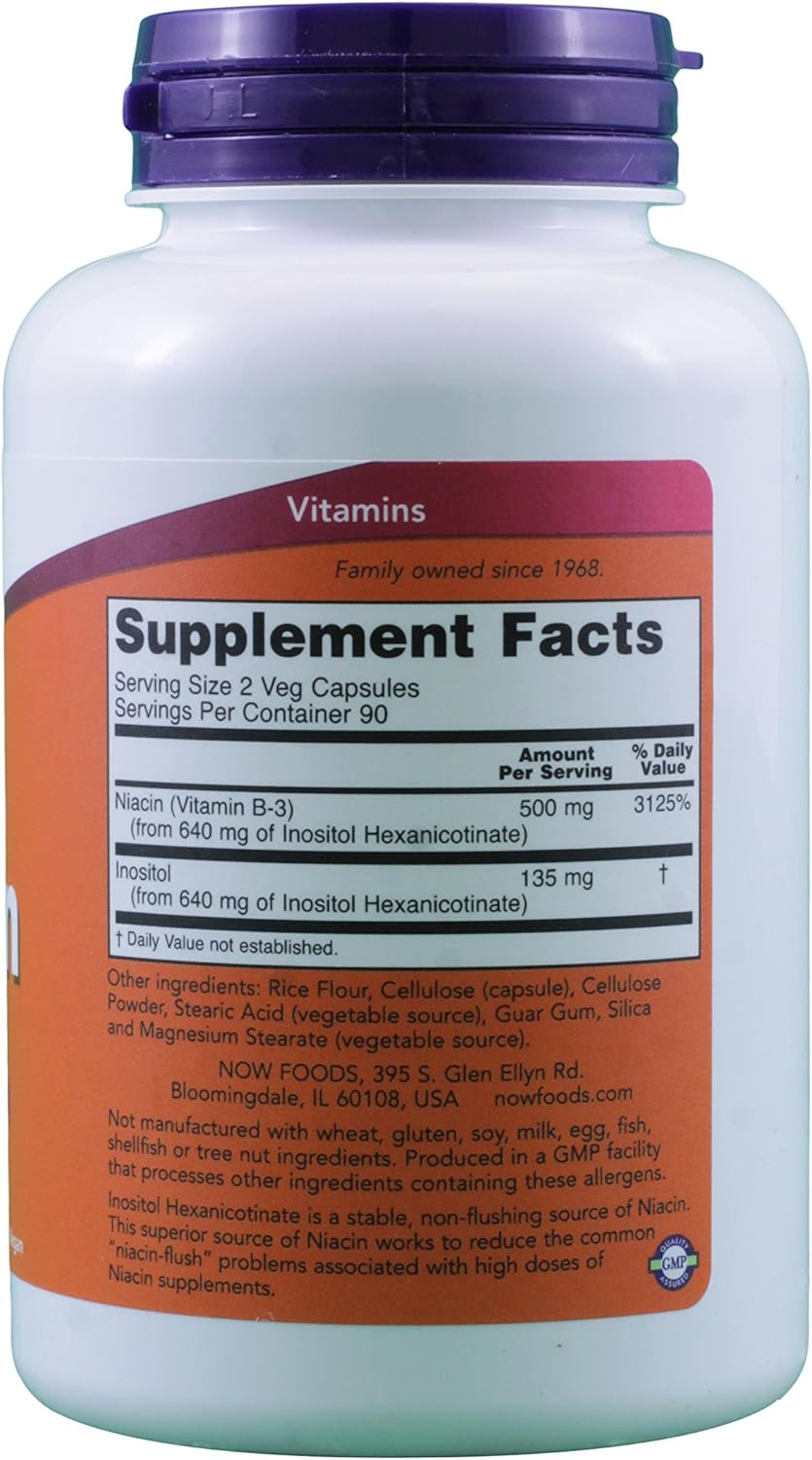 Now Foods Flush-Free Niacin 250 mg - 180 Vegetarian Capsules