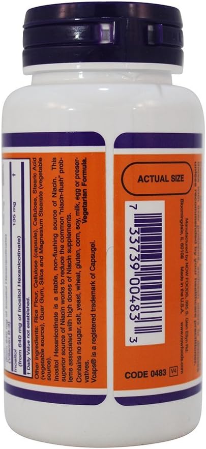 NOW Foods Flush-Free Niacin 250mg Capsules - Pack of 180 - Twin Pack