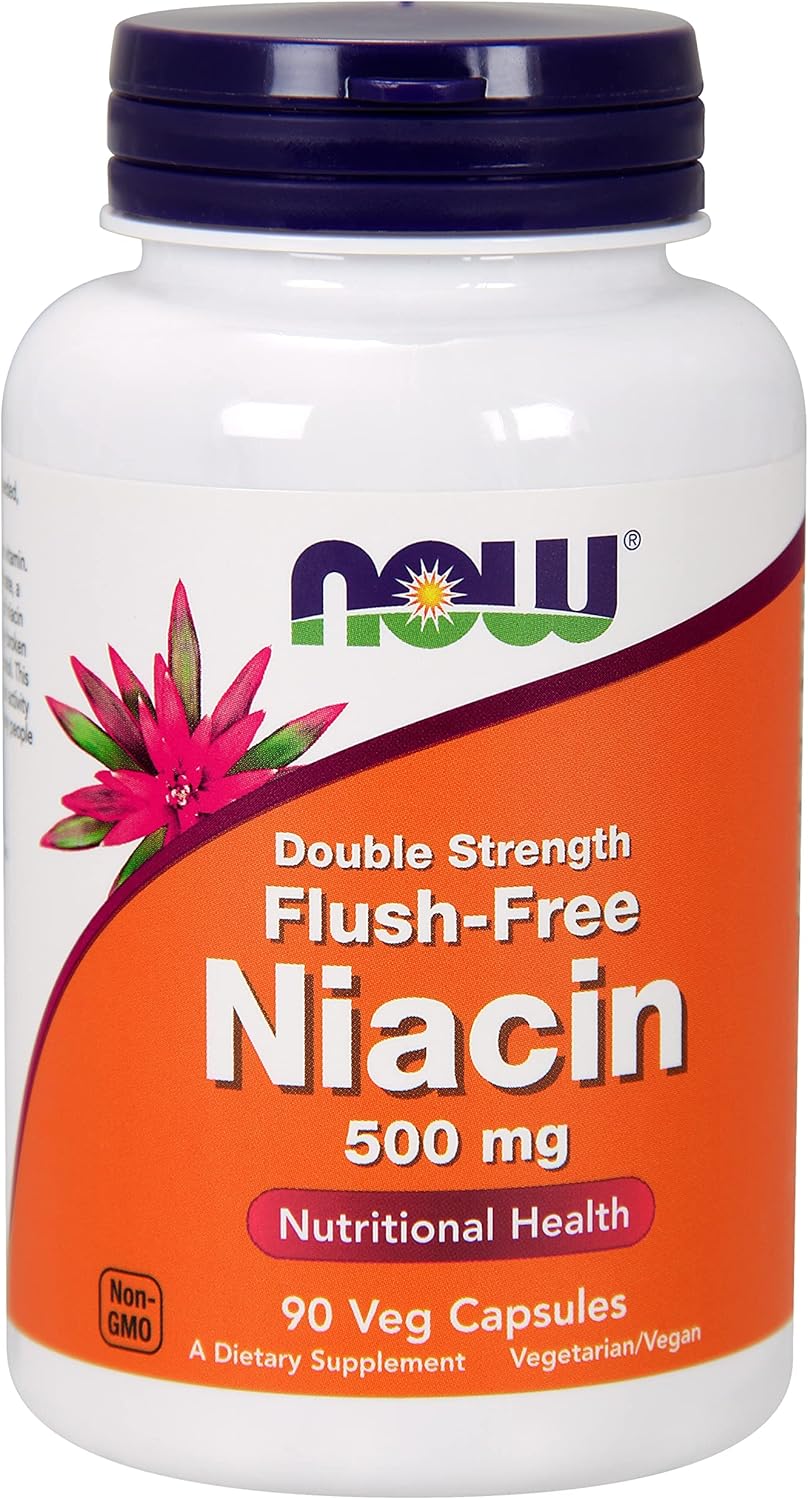 Now Foods Flush-Free Niacin Double Strength 640mg, 90 Vcaps - Pack of 2 - High Potency Niacin Supplement