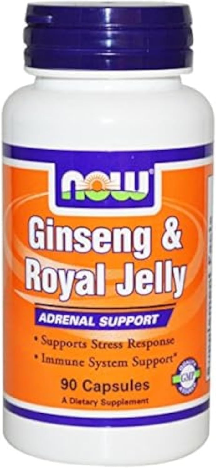 NOW Foods Ginseng and Royal Jelly Capsules - 90 Count Bottle - Natural Energy and Immune Support Supplement