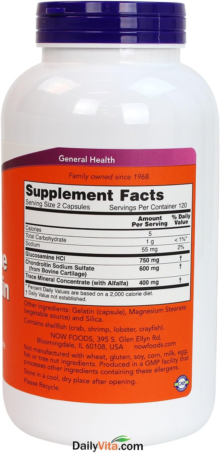 Now Foods Glucosamine and Chondroitin Capsules - 240 Count