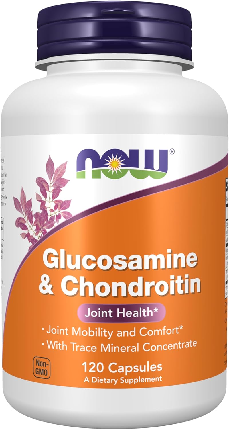 NOW Foods Glucosamine & Chondroitin Supplements with Trace Mineral Concentrate and Alfalfa - 120 Veg Capsules