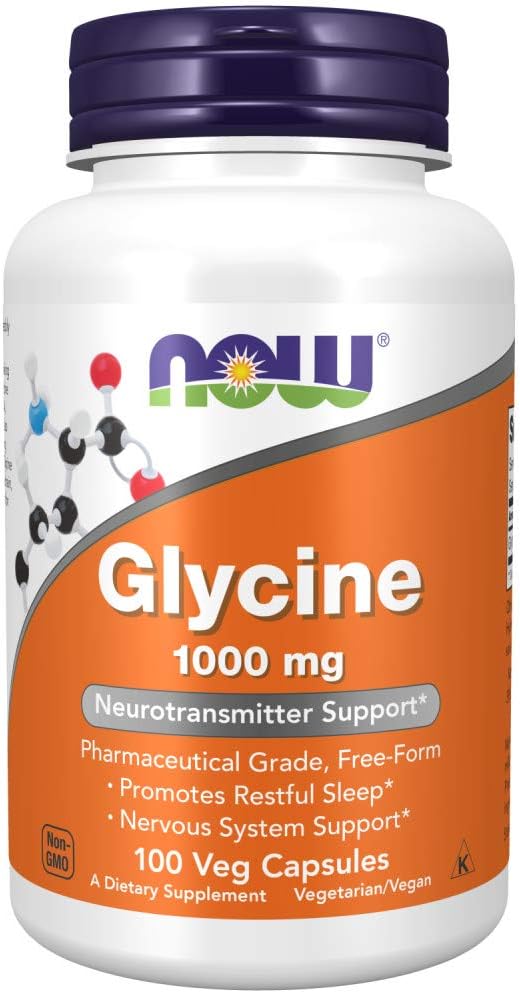 Now Foods Glycine 1000 mg - Pharmaceutical Grade Amino Acid - 100 Capsules