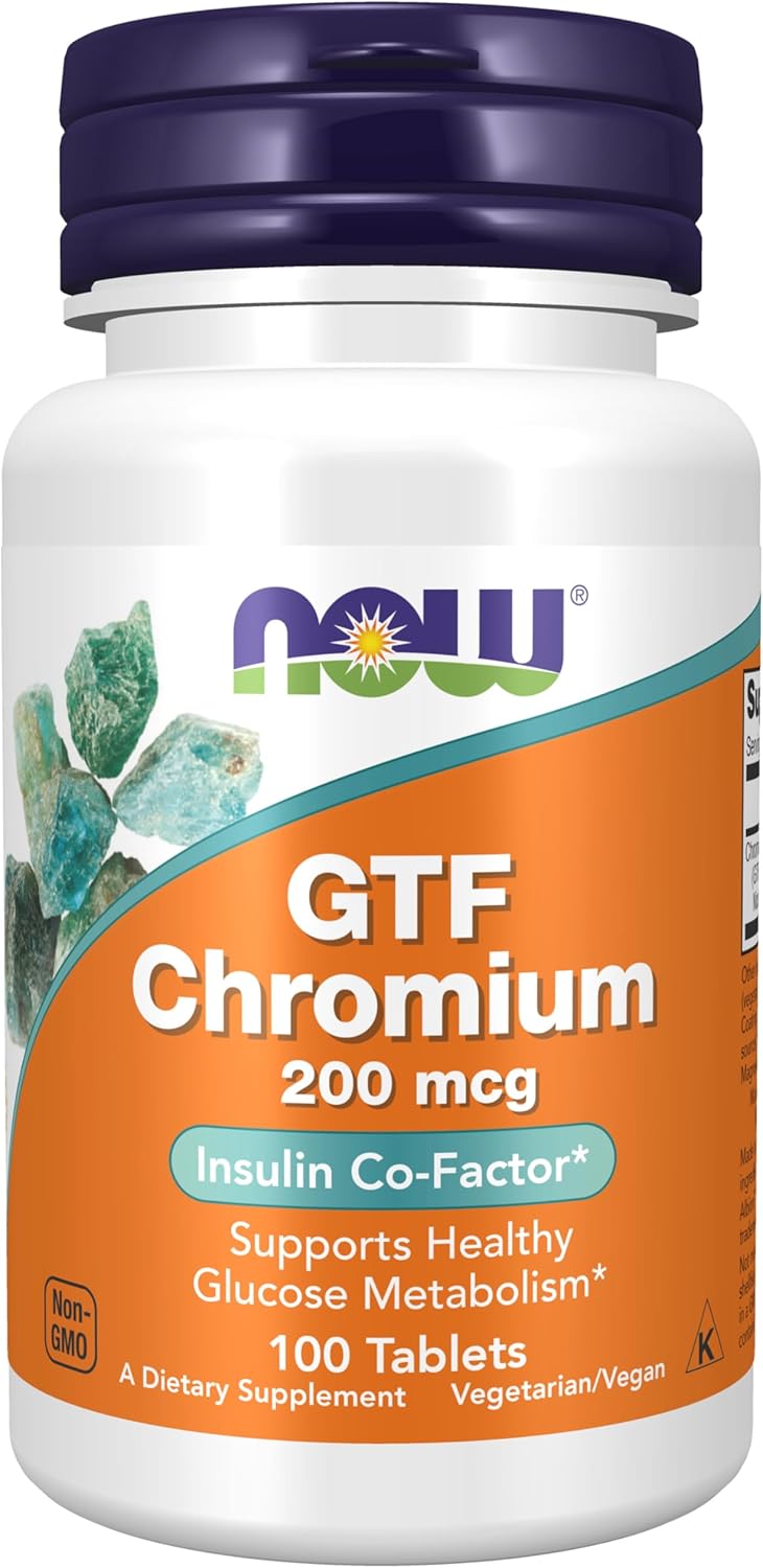 NOW Foods GTF Chromium 200 mcg Tablets - Insulin Co-Factor Supplement