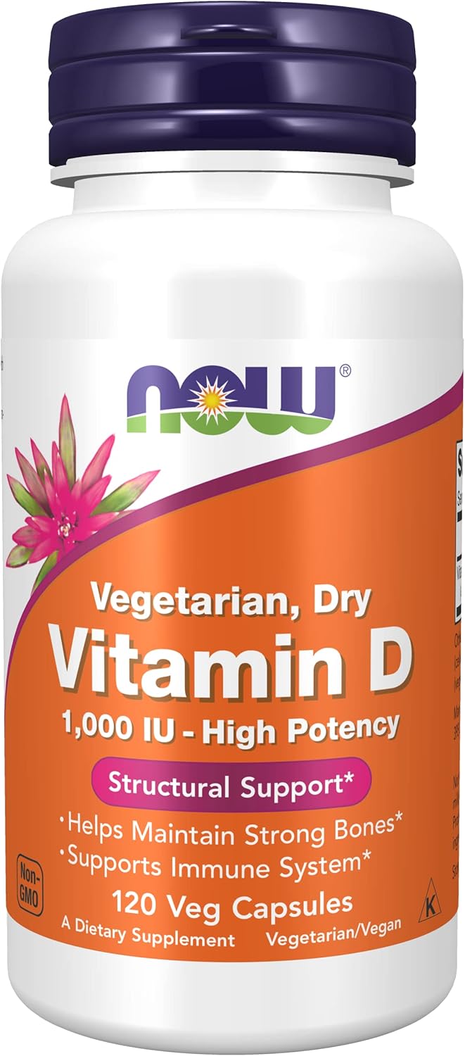 NOW Foods High Potency Vitamin D-2 1000 IU - 120 Vegcaps, Pack of 3