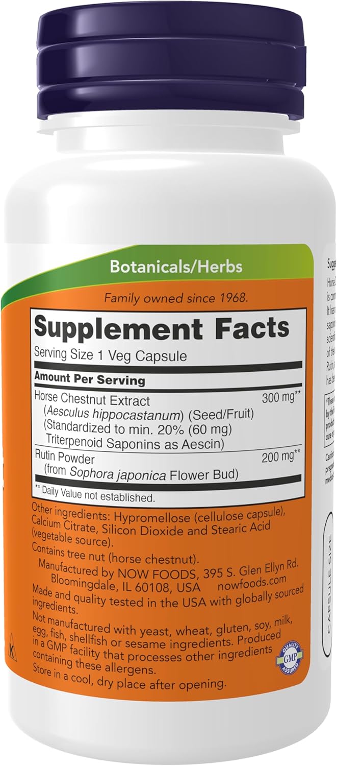 NOW Foods Horse Chestnut 300mg with Rutin, Circulatory Support, 90 Veg Capsules - BoostGo Australia
