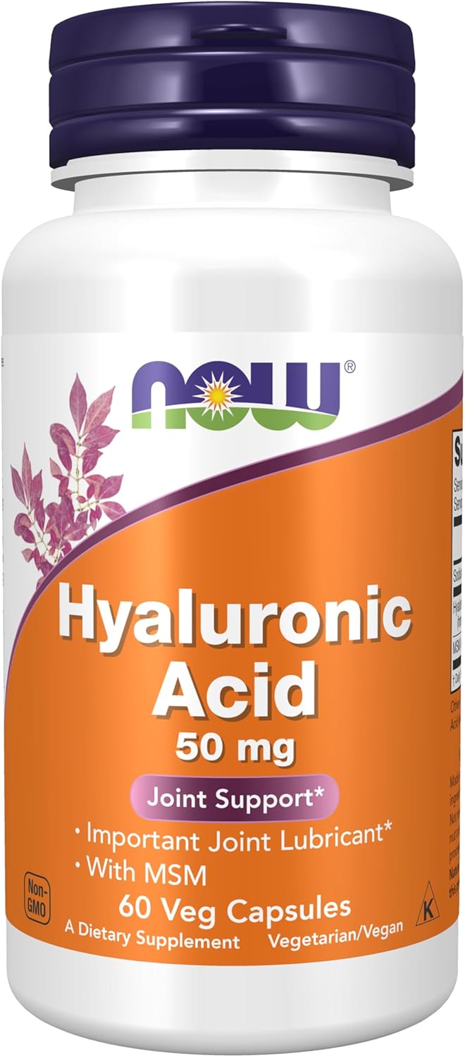 NOW Foods Hyaluronic Acid 50 mg with MSM, Joint Support, 60 Veg Capsules - BoostGo Australia