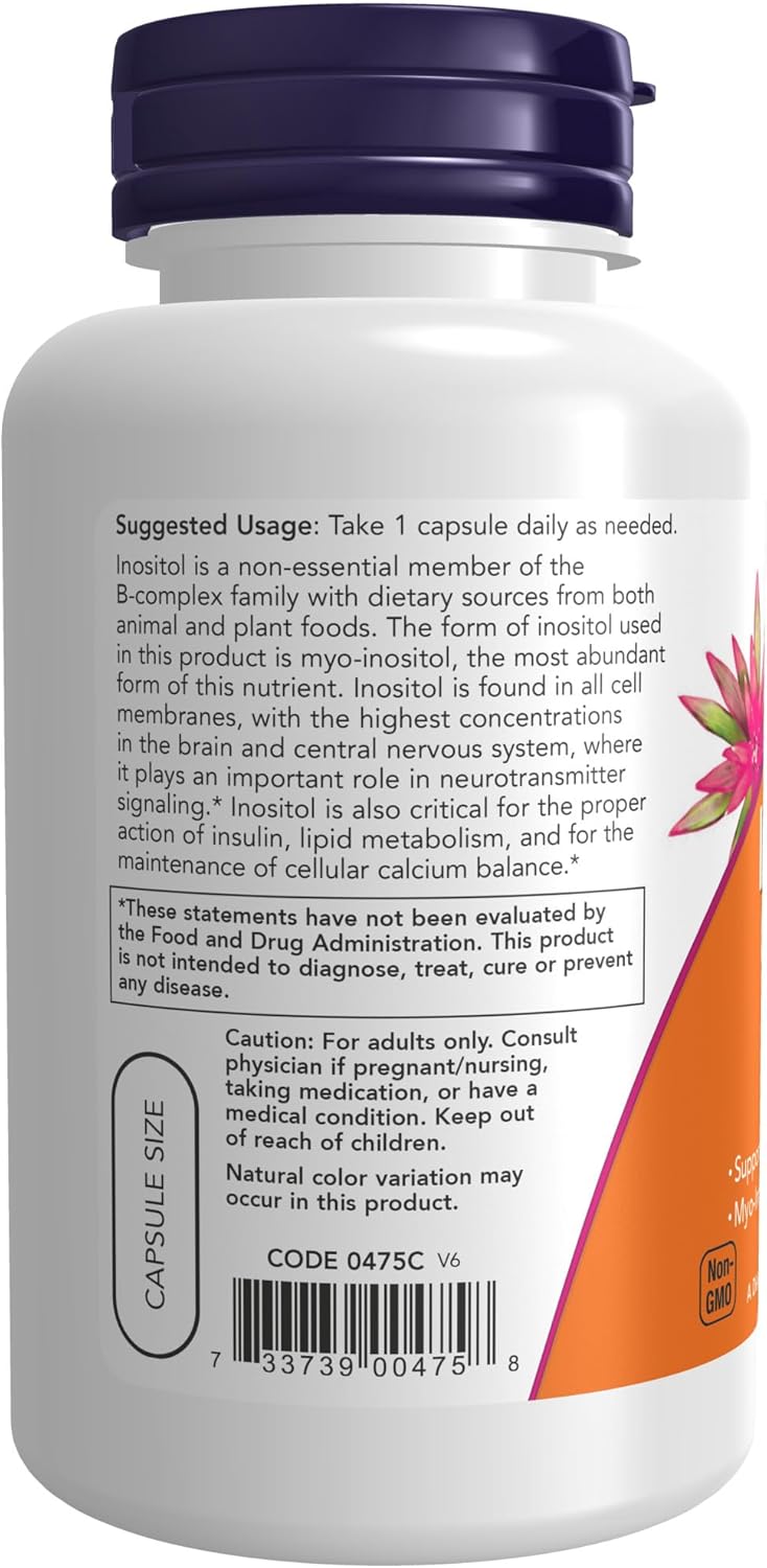 NOW Foods Inositol 500 mg - 100 Capsules - Supports Mood and Cognitive Health