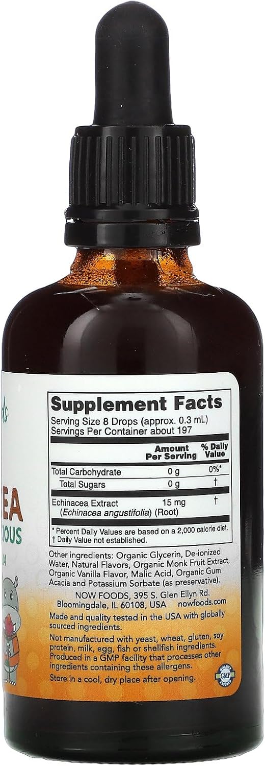 NOW Foods Kids Liquid Echinacea Supplements, 2 Fl Ounce with Dropper for Immune System Support