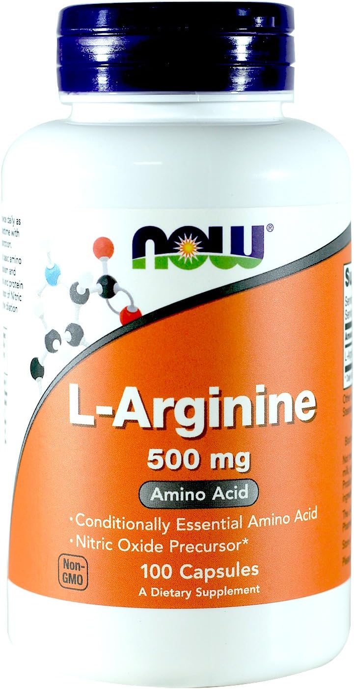 Now Foods L-Arginine Dietary Supplement, 500mg, 200 Capsules, Twin Pack