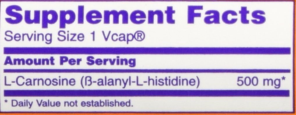 Now Foods L-Carnosine 500mg Vegetarian Capsules - 50 Count