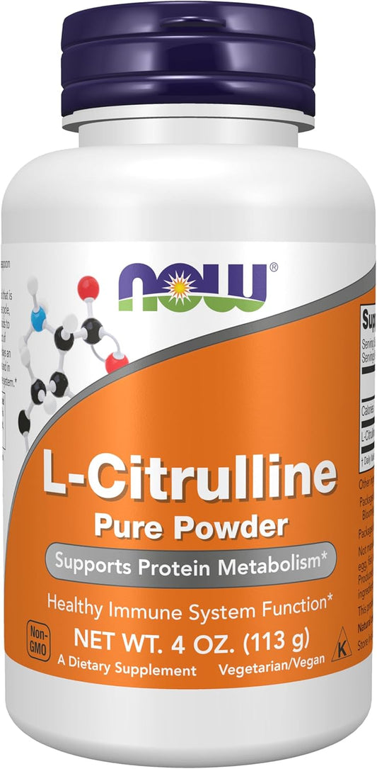 NOW Foods L-Citrulline Pure Powder - Supports Protein Metabolism - 4oz - Dietary Supplement