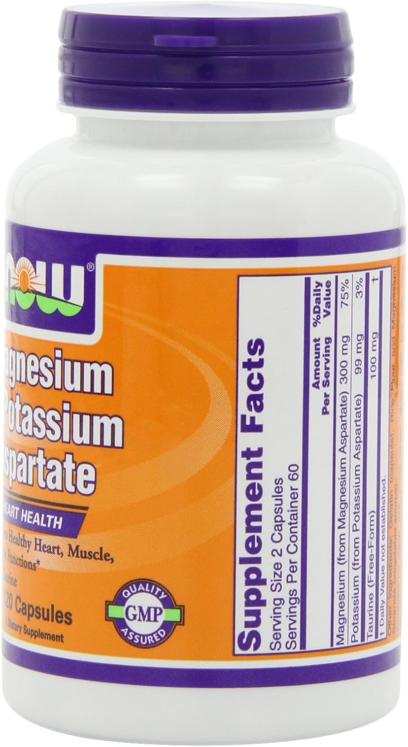 NOW Foods Magnesium and Potassium Aspartate Capsules with Taurine - 240 Capsules