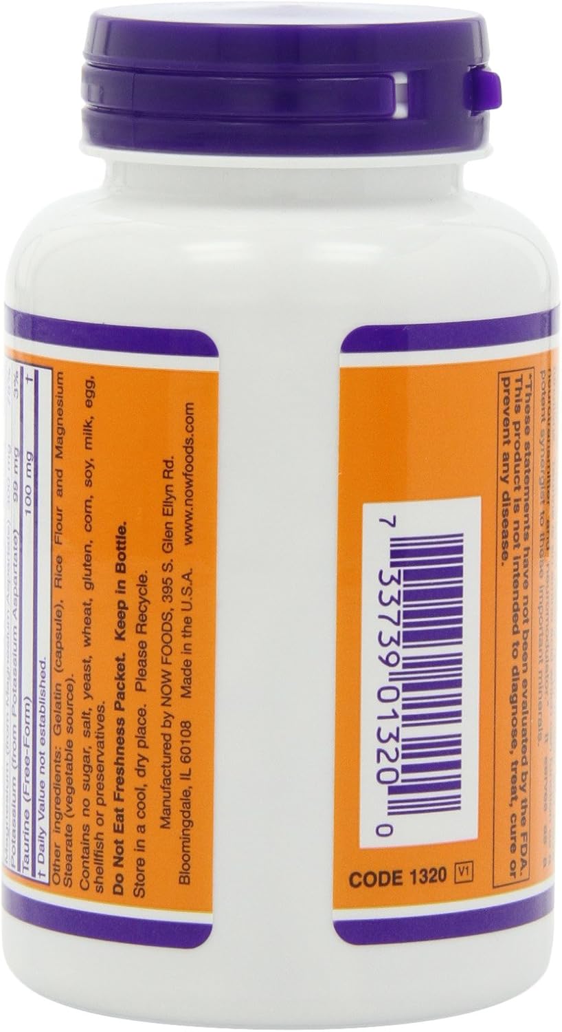 NOW Foods Magnesium and Potassium Aspartate Capsules with Taurine - 240 Capsules
