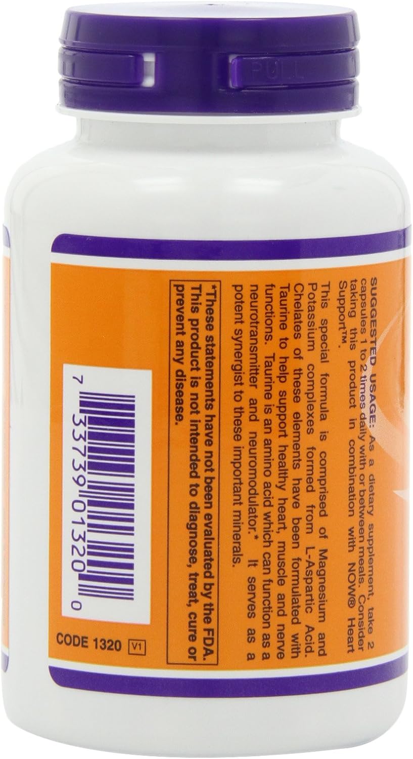 NOW Foods Magnesium and Potassium Aspartate Capsules with Taurine - 240 Capsules
