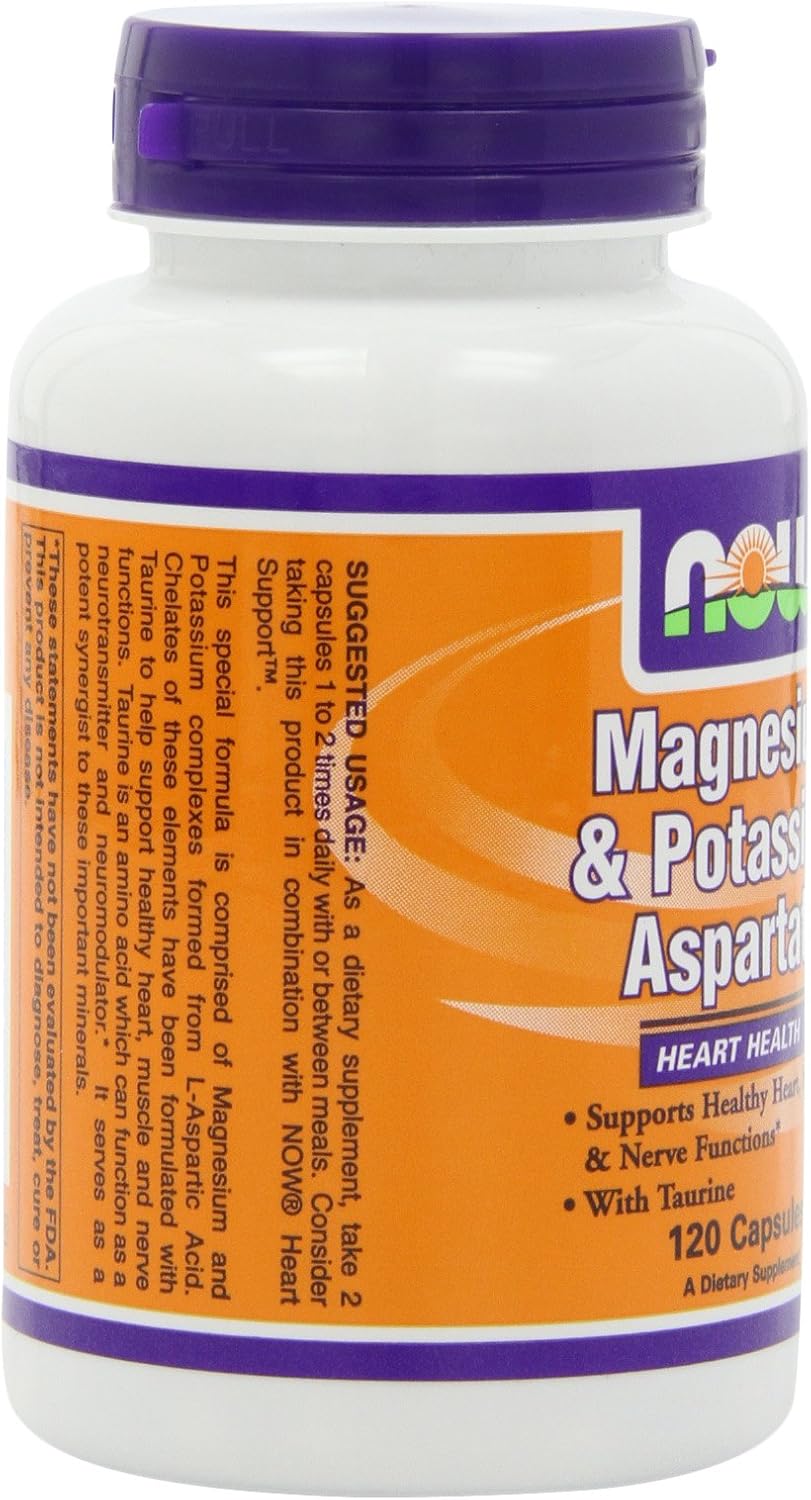 NOW Foods Magnesium and Potassium Aspartate Capsules with Taurine - 240 Capsules