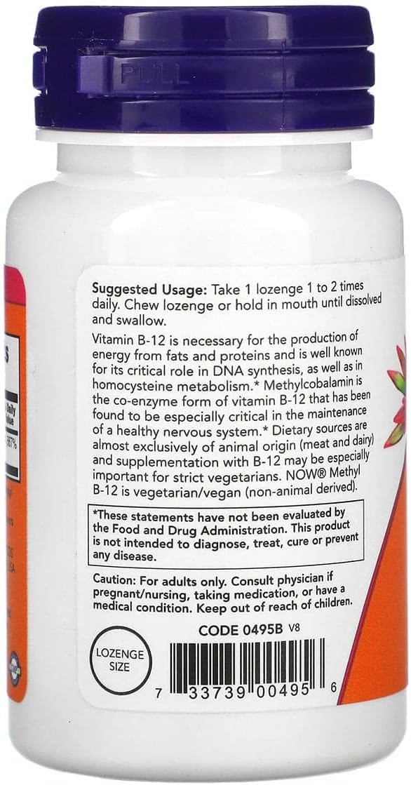 Now Foods Methyl B-12 1000mcg Lozenges - 200 Count (2 Packs of 100) for Optimal Vitamin B12 Support