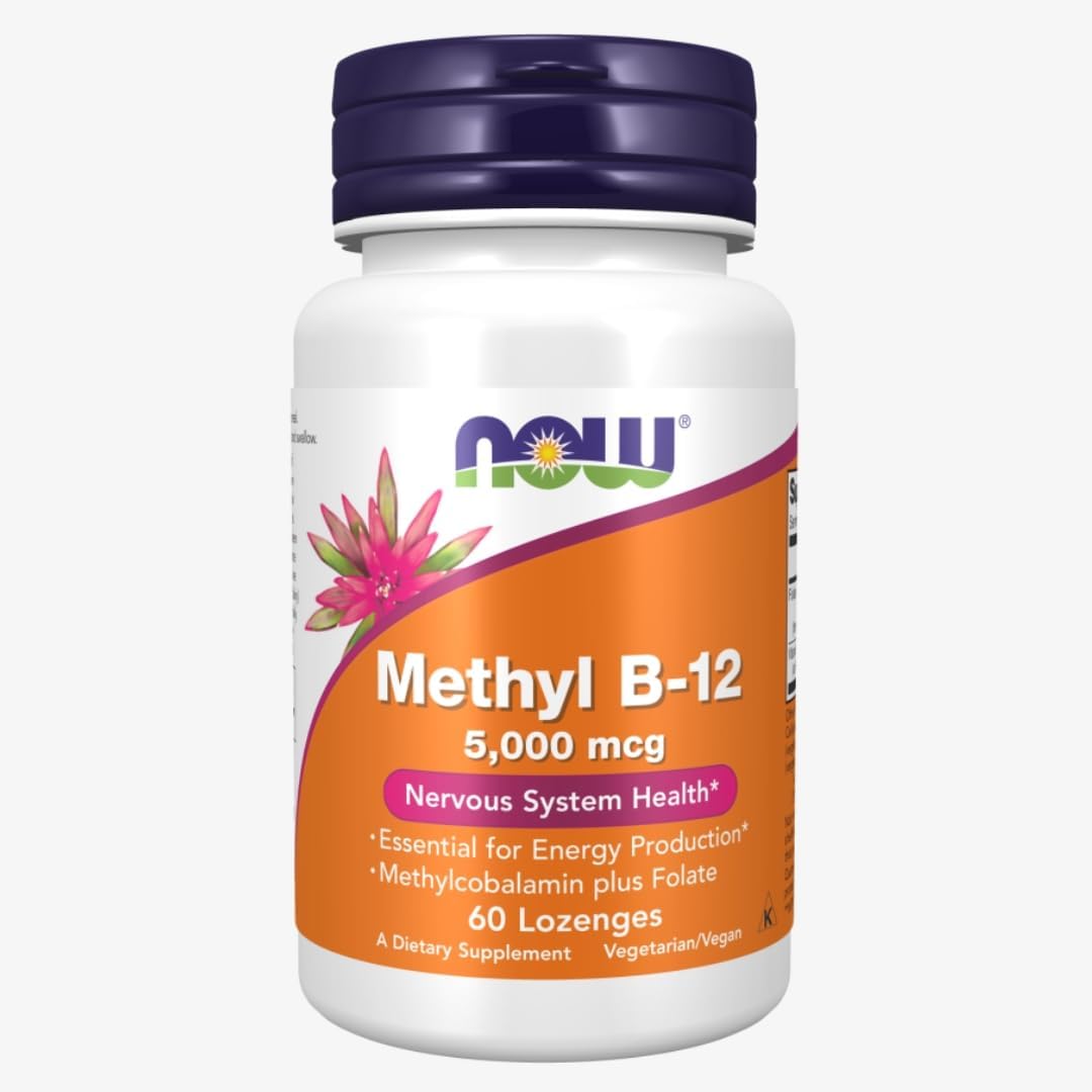 NOW Foods Methyl B-12 5000 mcg - 60 Lozenges Supplement for Energy Support - BoostGo Australia