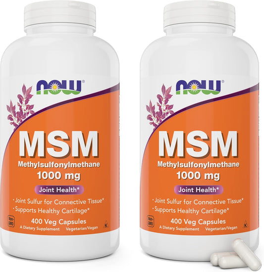 Now Foods MSM 1000mg 800 Veg Capsules (2-Pack) | USA-Made Sulfur Supplement for Joint Health | Non-GMO Vegan Friendly