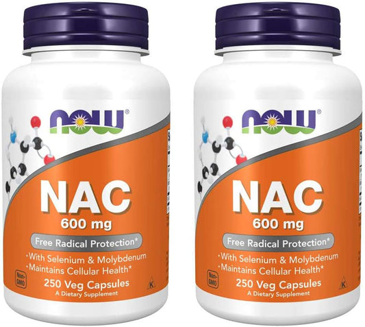 Now Foods NAC-Acetyl Cysteine 600mg - 250 Vcaps - Antioxidant Support Supplement - BoostGo Australia