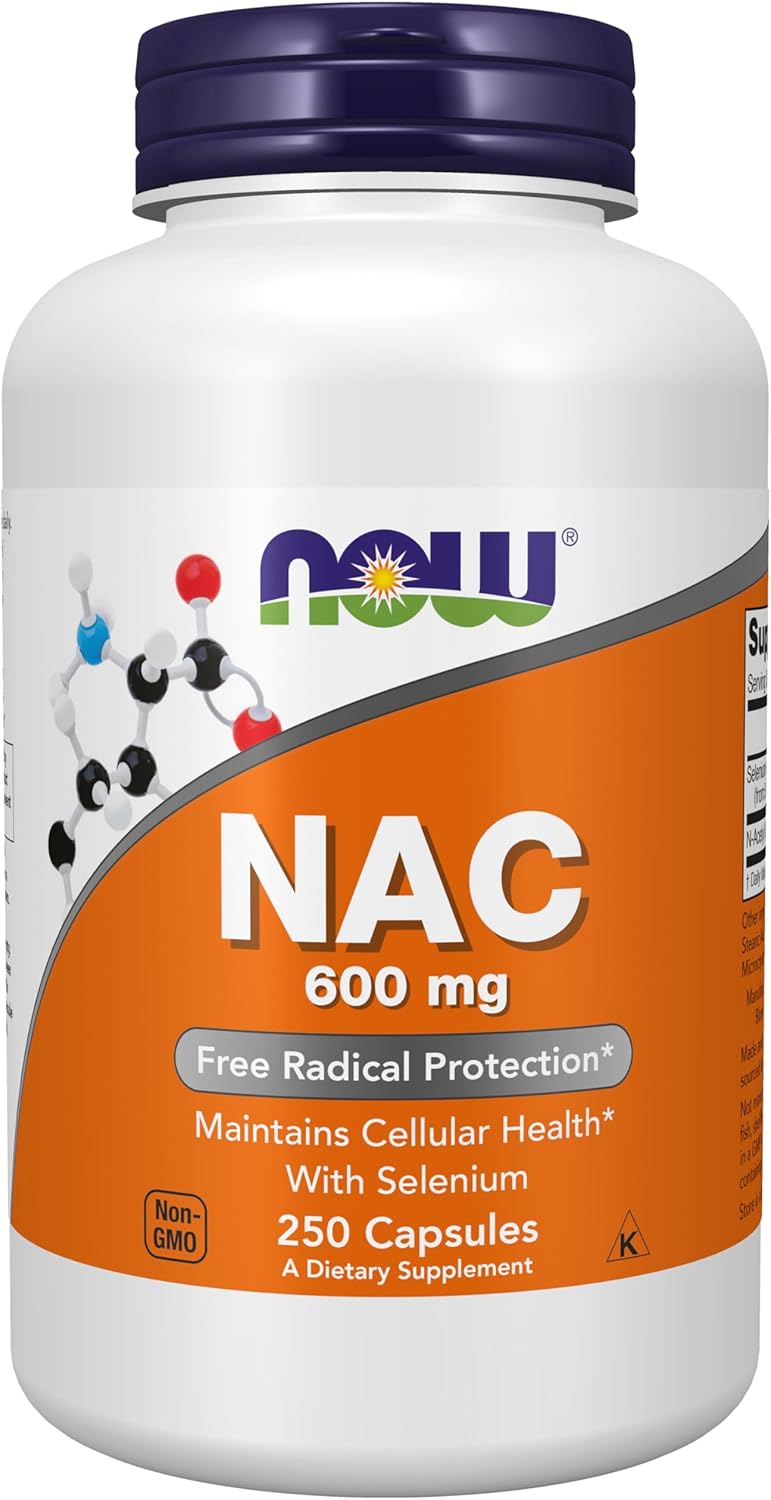 Now Foods NAC-Acetyl Cysteine 600mg - 250 Vcaps - Antioxidant Support Supplement - BoostGo Australia