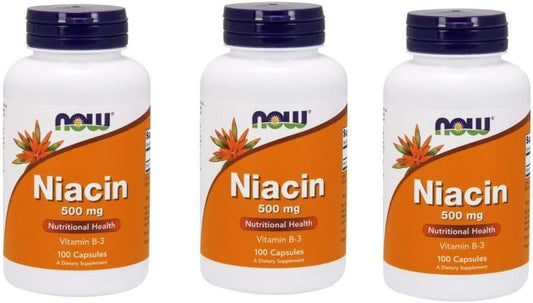 NOW Foods Niacin Vitamin B-3 500mg 100 Capsules Multi-Pack - Essential Vitamin Supplement for Overall Health and Wellness