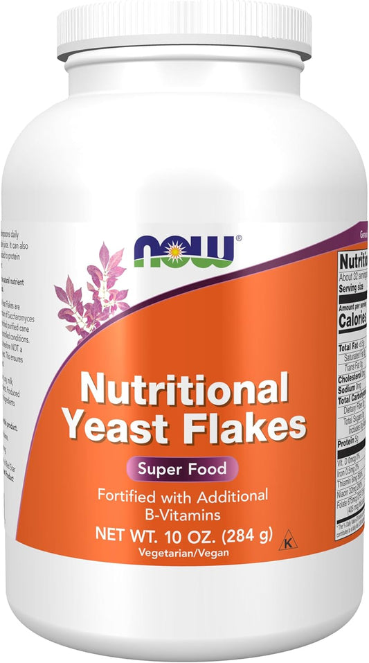 NOW Foods Nutritional Yeast Flakes with Fortified B-Vitamins - Superfood 10oz