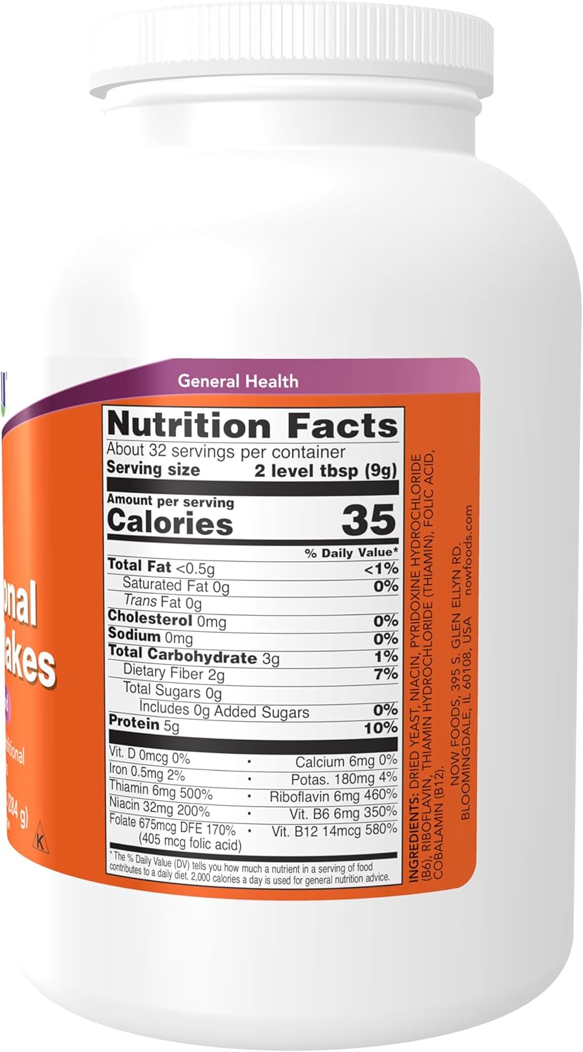 NOW Foods Nutritional Yeast Flakes with Fortified B-Vitamins - Superfood 10oz