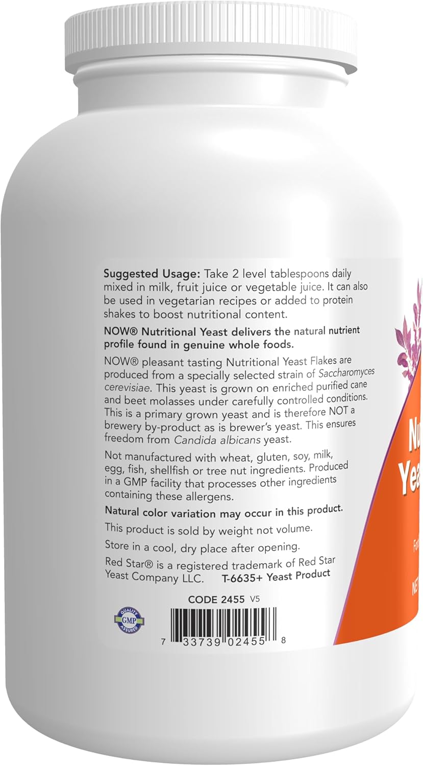NOW Foods Nutritional Yeast Flakes with Fortified B-Vitamins - Superfood 10oz