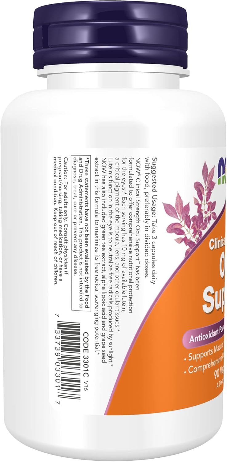 NOW Foods Ocu Support™ with FloraGLO® Lutein, Vitamins A, C, E - 90 Veg Capsules, Pack of 3