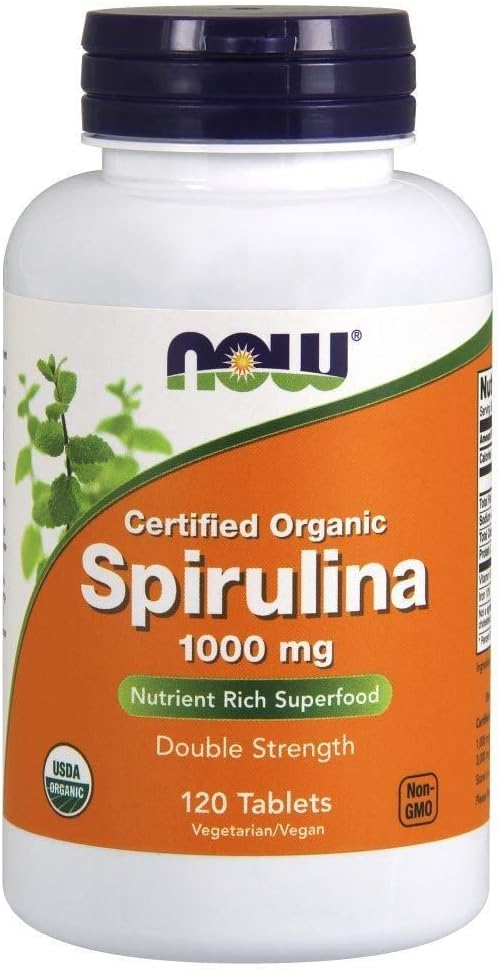 Now Foods Organic Spirulina Tablets - 1000mg, 120 Count