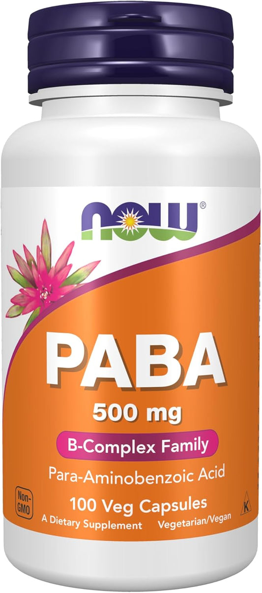 NOW Foods PABA 500 mg Supplements - B-Complex Family - 100 Capsules