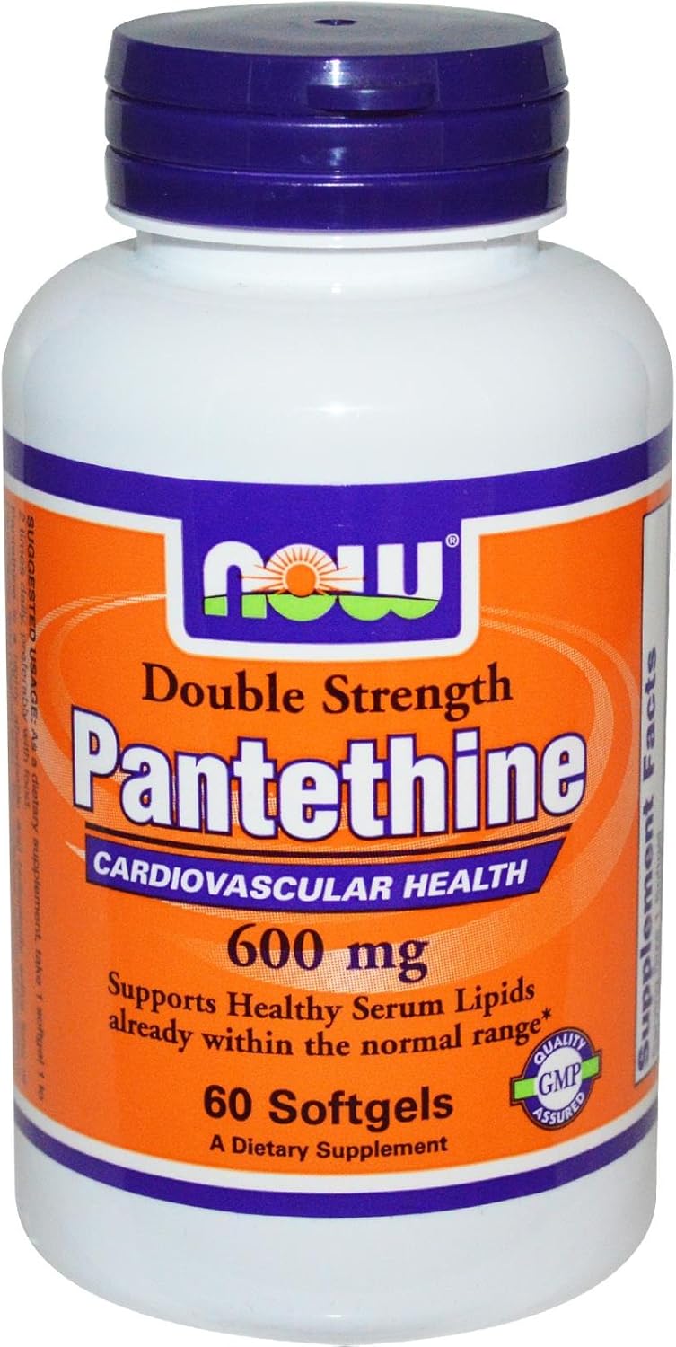 Now Foods Pantethine 600 mg Softgels - 60 Count Pack for Heart Health and Energy Support
