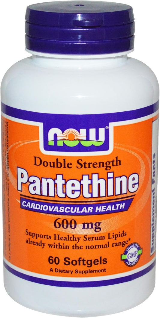 Now Foods Pantethine 600 mg Softgels - 60 Count Pack for Heart Health and Energy Support