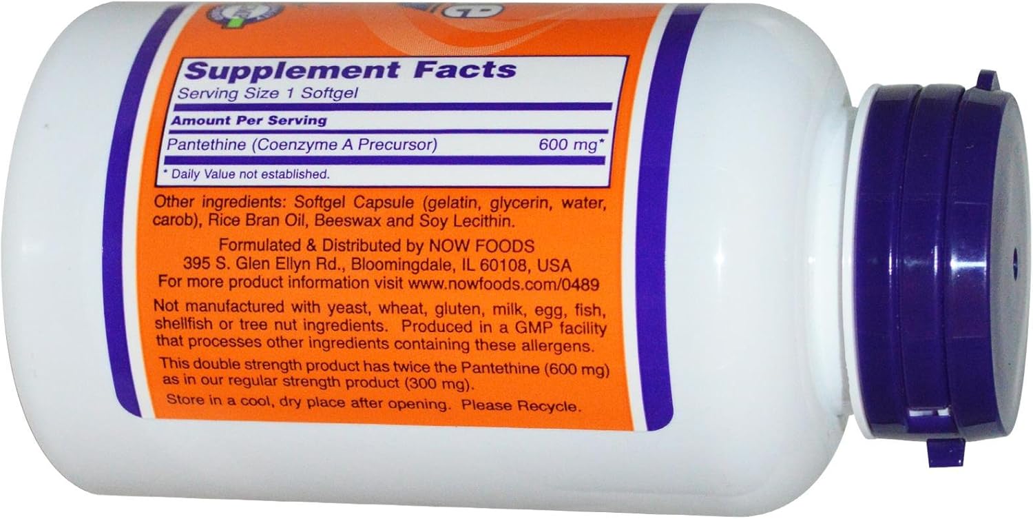 Now Foods Pantethine 600 mg Softgels - 60 Count Pack for Heart Health and Energy Support
