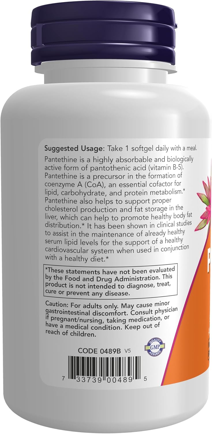 NOW Foods Pantethine Softgels - 600 mg, 60 Count (Pack of 2) - High Quality Supplement