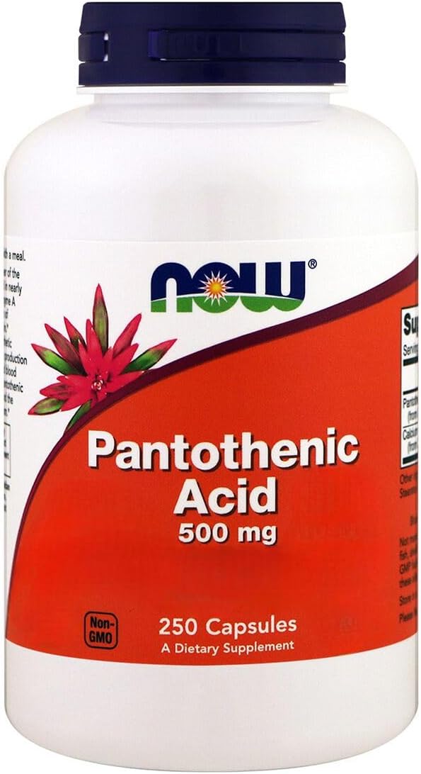 Now Foods Pantothenic Acid 500mg 250 Capsules for Energy Support and Vitamin B5 Supplement Boost