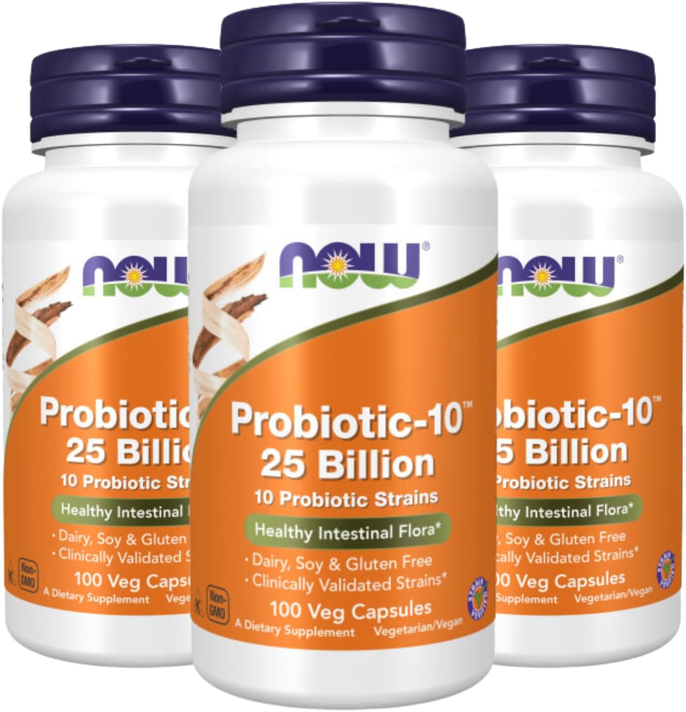 NOW Foods Probiotic-10 25 Billion, 300 Capsules - Triple Pack