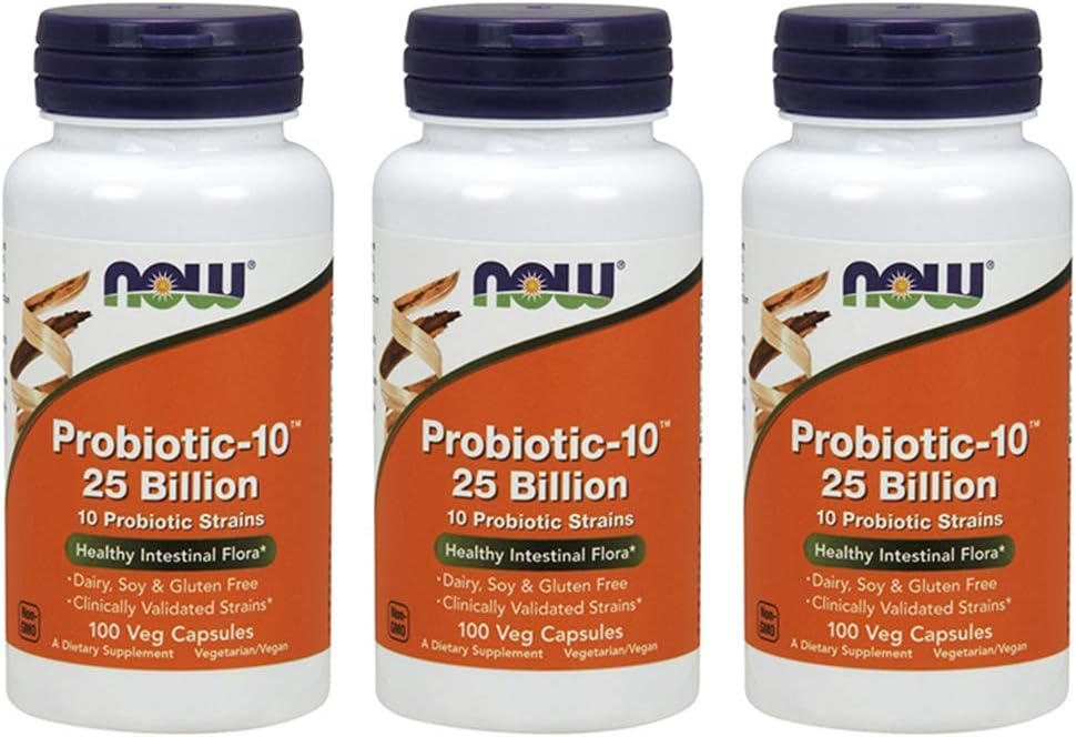 NOW Foods Probiotic-10 25 Billion, 300 Capsules - Triple Pack