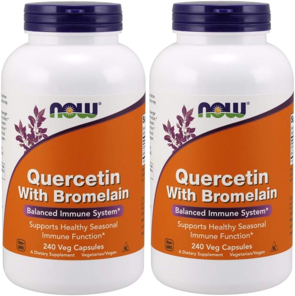 NOW Foods Quercetin with Bromelain - 2 Pack of 240 Vegetable Capsules