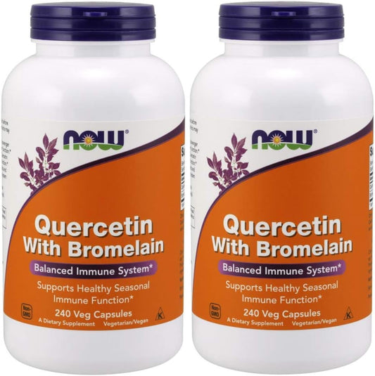 NOW Foods Quercetin with Bromelain - 2 Pack of 240 Vegetable Capsules