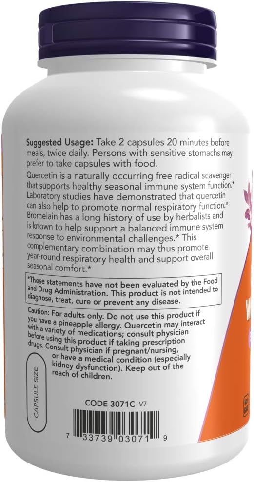 NOW Foods Quercetin with Bromelain - 2 Pack of 240 Vegetable Capsules
