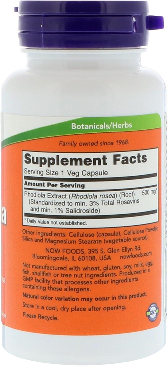 Now Foods Rhodiola 500mg Veg Capsules - 2 Pack