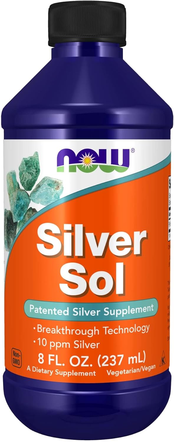 NOW Foods Silver Sol 10 PPM Liquid Supplement with Elemental Silver and Deionized Water - 8 oz