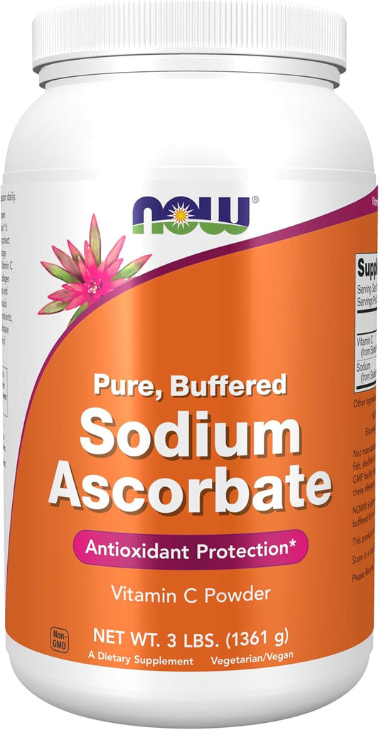 NOW Foods Sodium Ascorbate Powder 3-Pound - Buffered Antioxidant Supplement for Protection