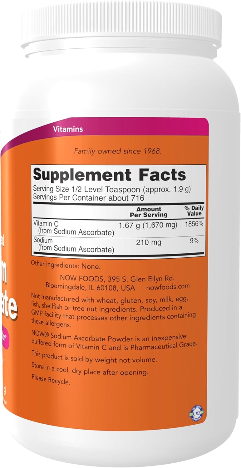 NOW Foods Sodium Ascorbate Powder 3-Pound - Buffered Antioxidant Supplement for Protection