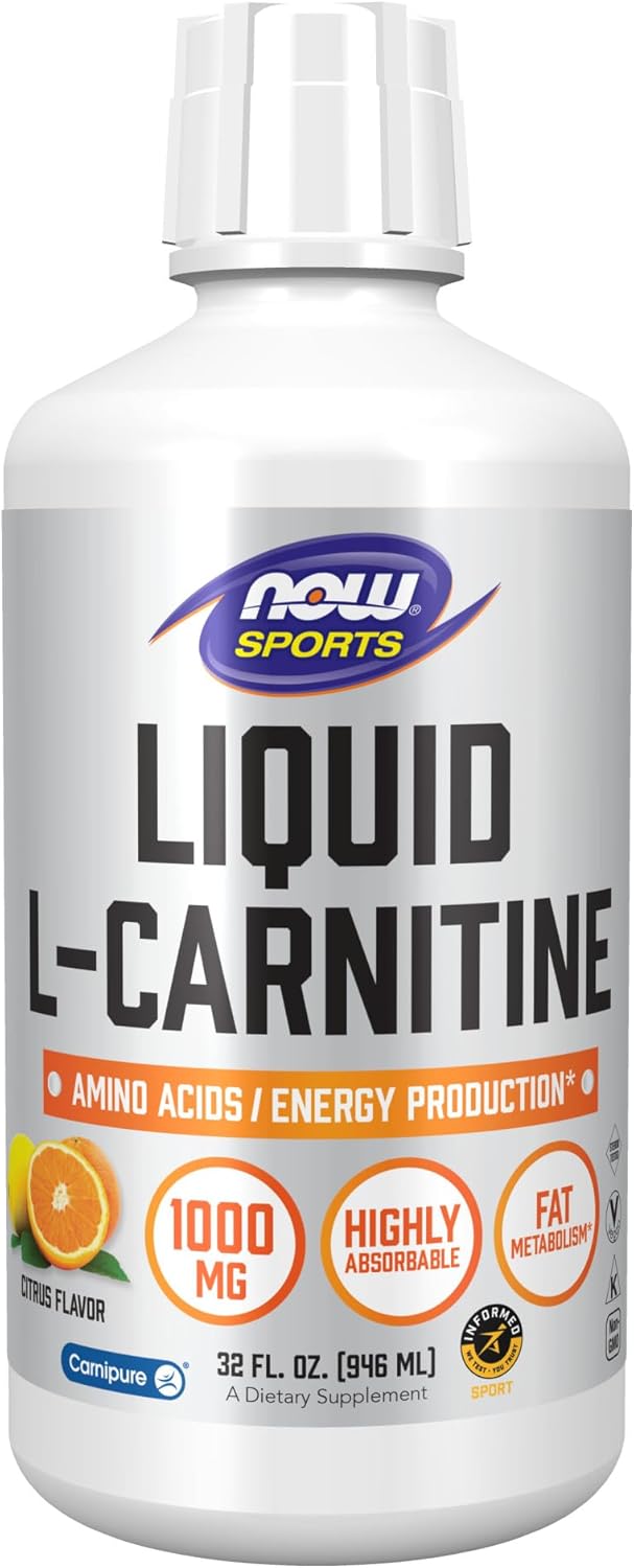 Now Foods Sports Liquid L-Carnitine Citrus Supplement 1000mg 32 fl oz Bottle